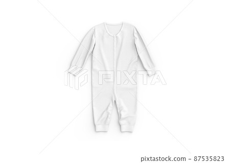 Blank white baby zip-up sleepsuit mock up lying, top view Blank white baby zip-up sleepsuit mock up lying, top view 87535823
