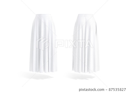 Blank white women maxi skirt mockup, front and back view 87535827