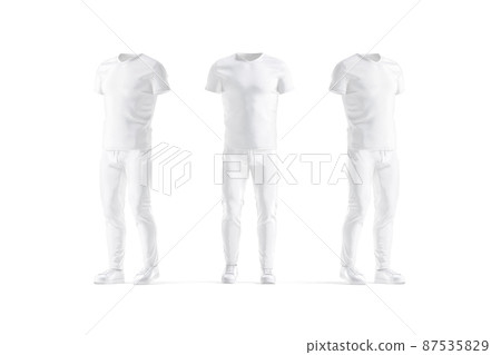 Blank white sport uniform mockup, front and side view Blank white sport uniform mockup, front and side view 87535829