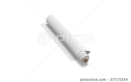 Blank white fabric twisted in roll mockup, side view 87535854