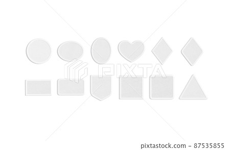 Blank white embroidered patch mockup, different types, top view 87535855