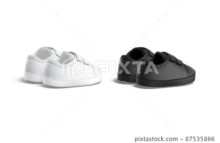 Blank black and white baby shoes pair mockup, back view Blank black and white baby shoes pair mockup, back view 87535866