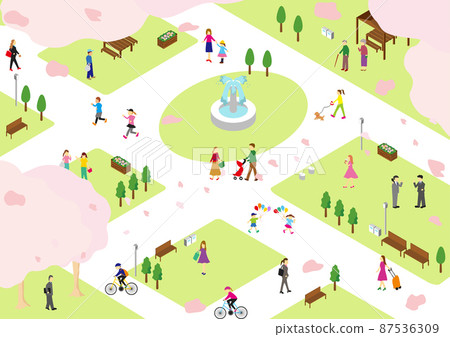 Isometric spring park scenery Isometric spring park scenery 87536309