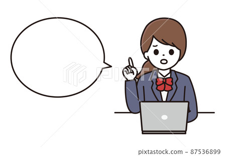 學生女電腦點尷尬講話泡泡 87536899