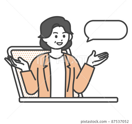 女性員工在線開會的形象插圖素材 87537052