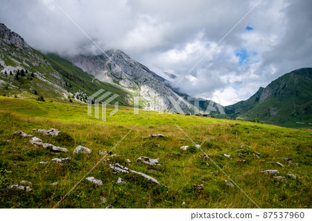 Mountain landscape in The Grand-Bornand, France 87537960