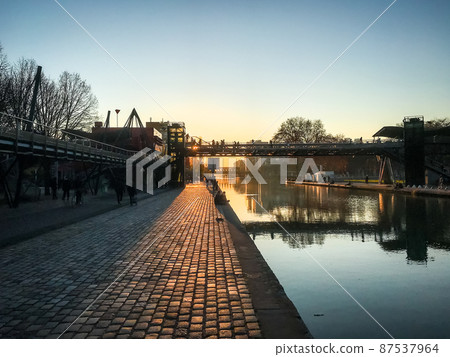 La Villette Basin in Paris 87537964