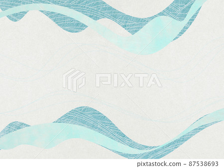 Abstract background material using Japanese paper Curved Japanese pattern Modern wave [XL in A3 size-350dpi] 87538693