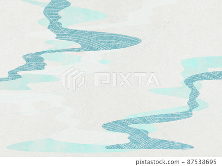 Japanese-style background material Rogue wave water summer [XL in A3 size-350dpi] 87538695