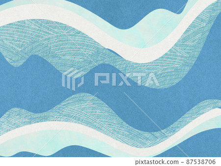 Japanese-style background material wave fluctuation light blue [XL in A3 size-350dpi] 87538706