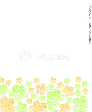 Frame material Flower field drawn with large and small yellow-green & orange crayon in full bloom Vertical background white Other colors available 87538878