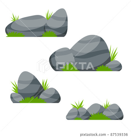 Set of stones. Scenery of nature, forests and mountains. Pile of rubble. Set of stones. Scenery of nature, forests and mountains. Pile of rubble. 87539336