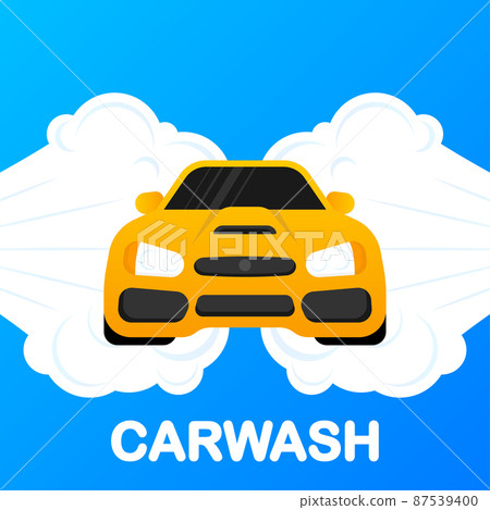 Abstract infographic with carwash flat illustration. High pressure washer. Vector banner Abstract infographic with carwash flat illustration. High pressure washer. Vector banner 87539400