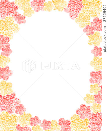 Frame material Elliptical frame with red and orange flowers drawn with large and small crayons Vertical background White Other colors available Frame material Elliptical frame with red and orange flowers drawn with large and small crayons Vertical background White Other colors available 87539403