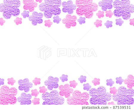 Frame material Flower field drawn with large and small purple & pink crayon that colors the top and bottom Horizontal background White Other colors available 87539531