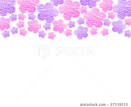 Frame material Flowers drawn with large and small purple & pink crayons that color the sky Horizontal background White Other colors available 87539533
