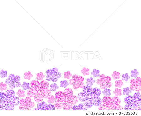 Frame material Flower field drawn with large and small purple & pink crayon in full bloom Horizontal background White Other colors available 87539535