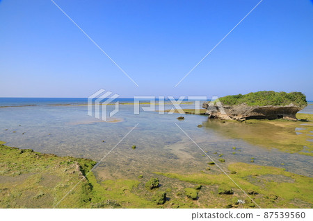 戸口海灘的岩石地帶和高度透明的大海 87539560