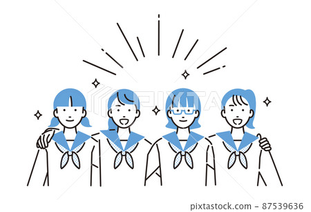 雙肩交叉的初中女生 87539636