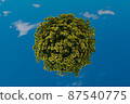 The concept of peace in europe. Earth with yellow sunflowers and a clear blue sky, colors of the Ukrainian flag. 3d render. 87540775