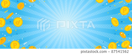 Light blue background material with point coins and confetti (for banners / landscape) Light blue background material with point coins and confetti (for banners / landscape) 87541562