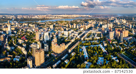 Aerial view of Pechersk, a central neighborhood of Kiev, Ukraine Aerial view of Pechersk, a central neighborhood of Kiev, Ukraine 87542530