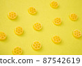 Macaroni lined up in polka dots 87542619