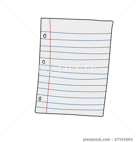 Blank lined sheet. White page. Template for text. Hand drawn doodle style 87542665
