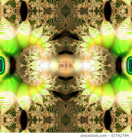 3D render illustration of colorfull fractal kaleidoscope background tile 87542794