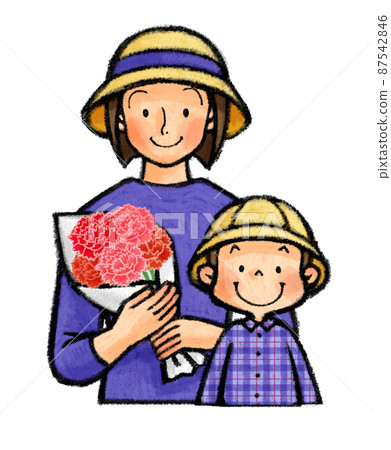 母親節母親和孩子（父母和孩子）用康乃馨 87542846