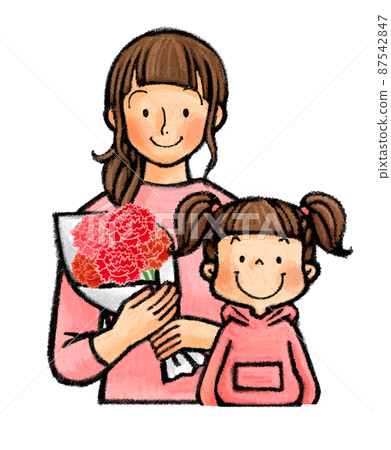 母親節母親和孩子（父母和孩子）用康乃馨 87542847