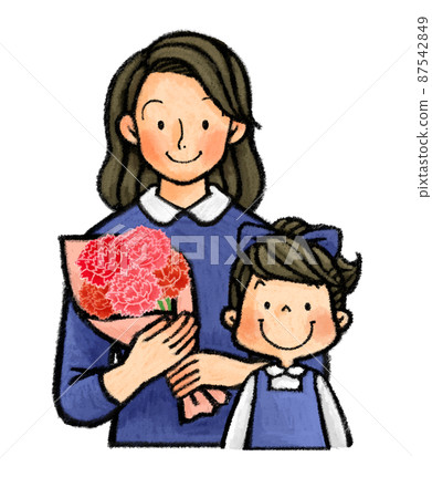 母親節母親和孩子（父母和孩子）用康乃馨 87542849