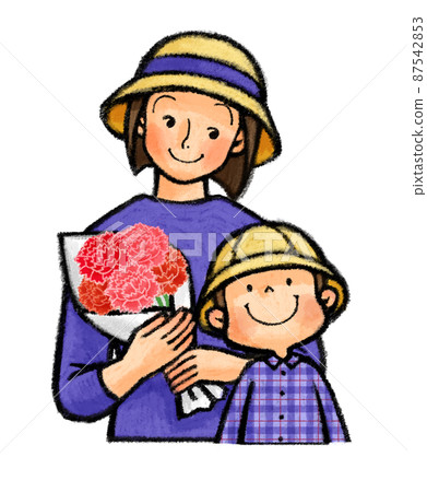 母親節母親和孩子（父母和孩子）用康乃馨 87542853