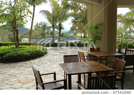 站在泳池邊的餐廳 87542890