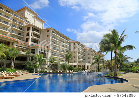 Pool of resort hotel where blue shines 87542896