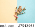 Bouquet of yellow and blue background 87542963
