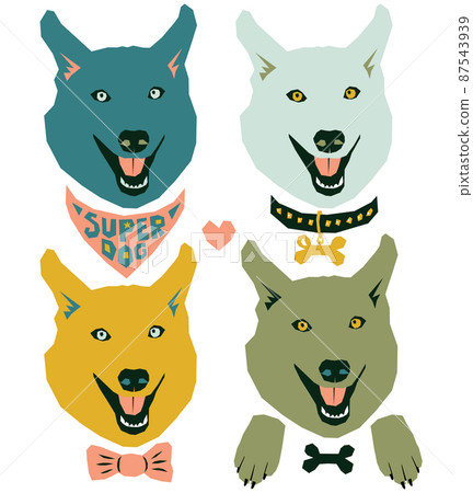 Vector funny muzzles of dogs in different colors 87543939