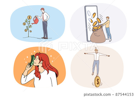 Set of employees get money from successful investment Set of employees get money from successful investment 87544153
