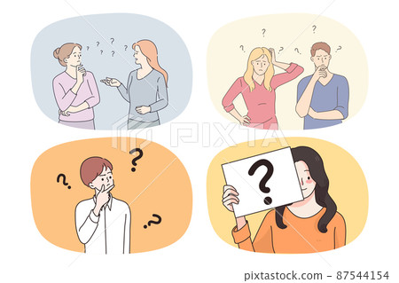 Bundle of people consider problem solution Bundle of people consider problem solution 87544154