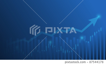 Bar chart and candlesticks show stock market price and business financial effectiveness planning 87544178