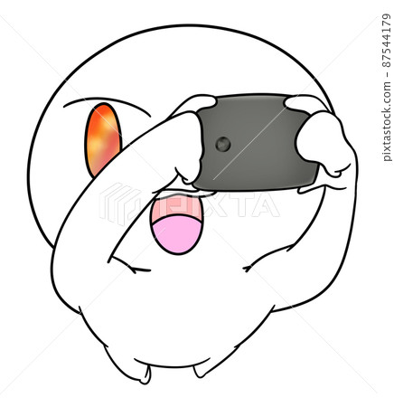 A character that takes a picture of the evening sky with a rainbow on a smartphone A character that takes a picture of the evening sky with a rainbow on a smartphone 87544179