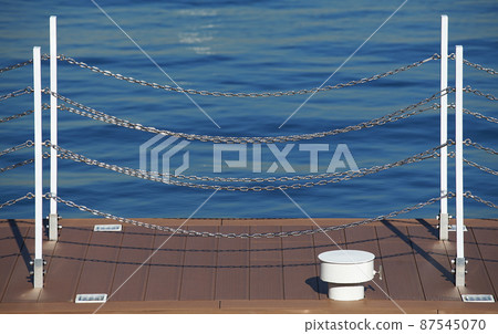 Chain of fence on the shore Chain of fence on the shore 87545070