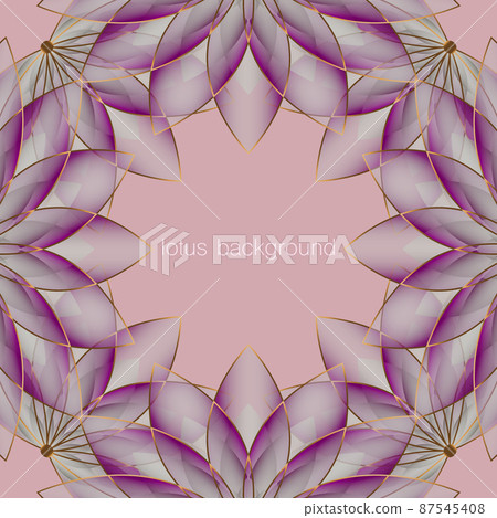 Lotus Banner Template, Flower of Life. Sacred Geometry. Symbol of Harmony and Balance. Sign of purity. Chakra Yoga design vector isolated on old rose square background 87545408