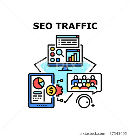 Seo Traffic Vector Concept Color Illustration Seo Traffic Vector Concept Color Illustration 87545495