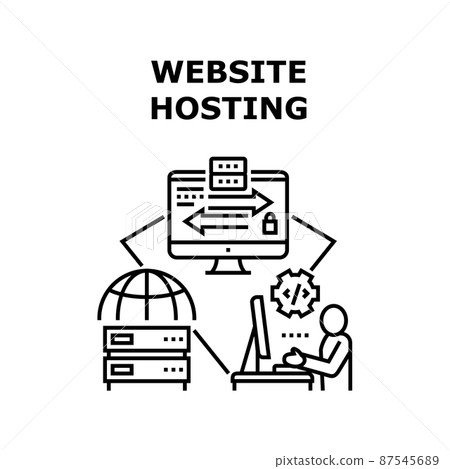 Website Hosting Vector Concept Black Illustration 87545689