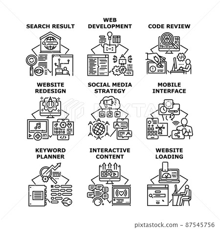 Web Development Set Icons Vector Illustrations 87545756