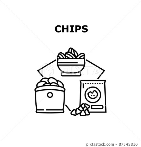 Chips Snack Vector Concept Black Illustration Chips Snack Vector Concept Black Illustration 87545810
