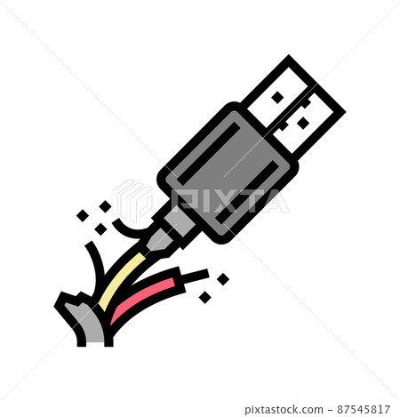 broken cable usb color icon vector illustration broken cable usb color icon vector illustration 87545817