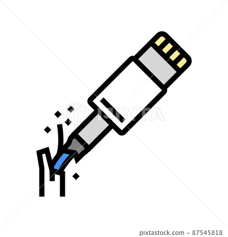 broken cable charger color icon vector illustration broken cable charger color icon vector illustration 87545818