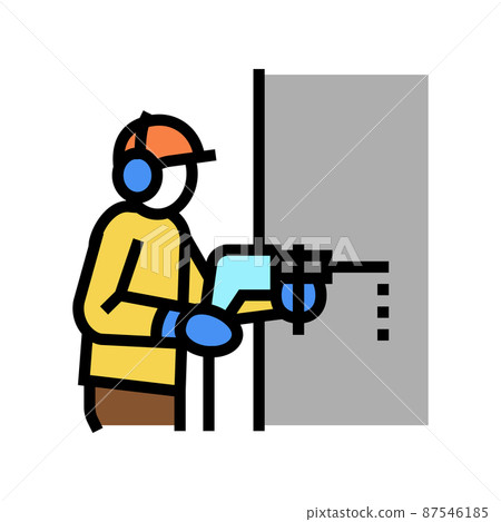 builder drilling wall color icon vector illustration builder drilling wall color icon vector illustration 87546185